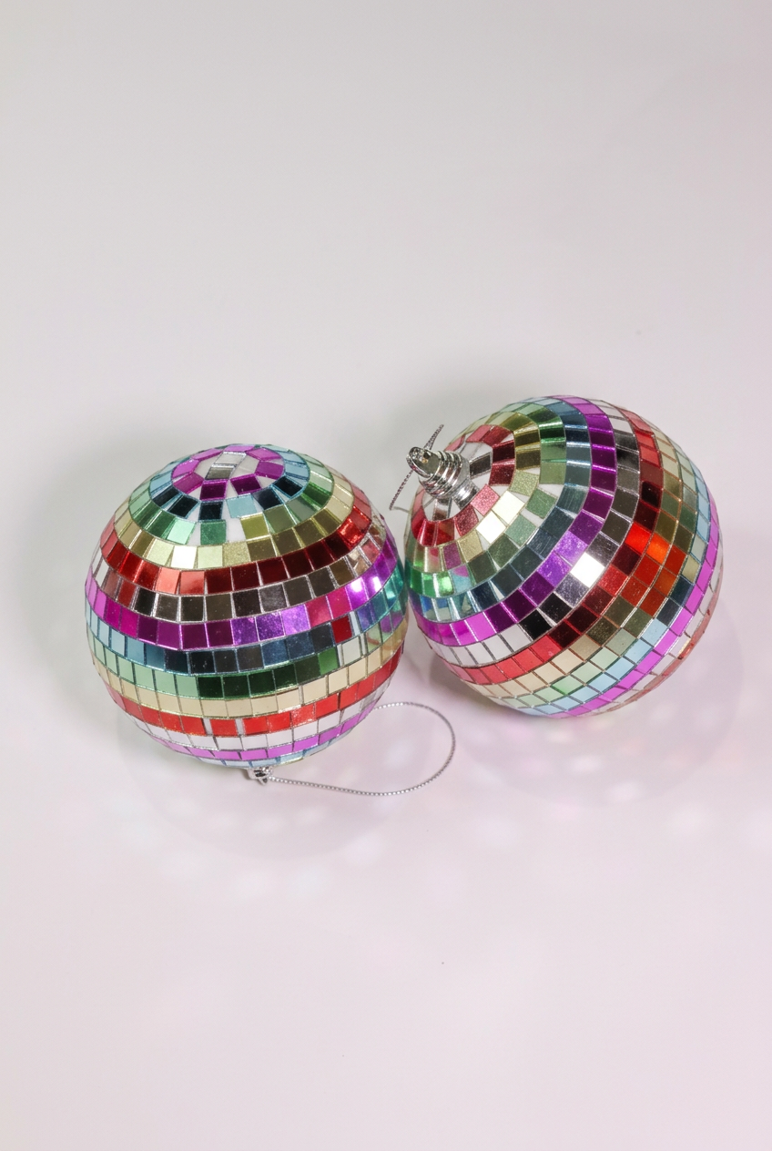 Rainbow Disco Ball Ornaments, Set of 4